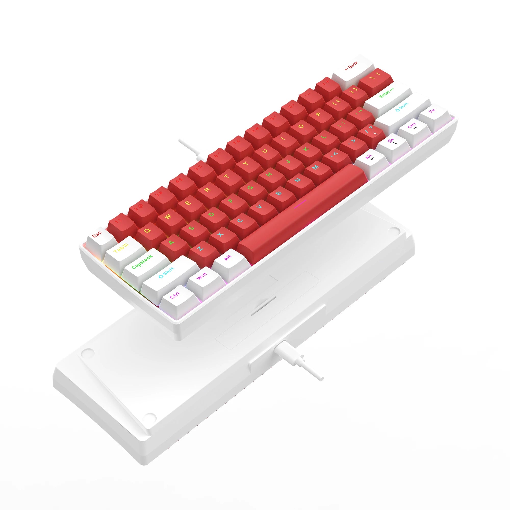 Tastiera meccanica da gioco RGB con design compatto per PC portatile Tastiera da ufficio 61 cablata con ergonomico