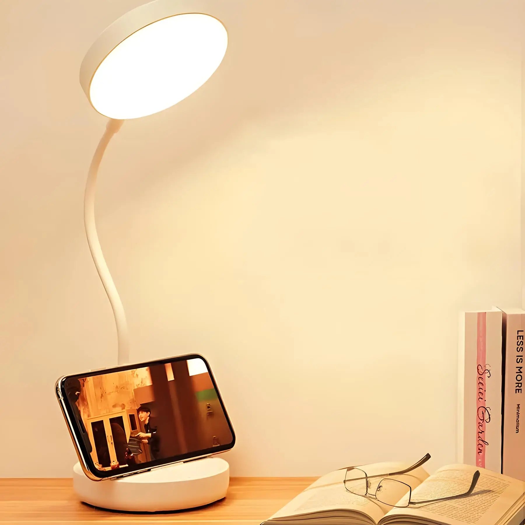 LED Desk Lamp Portable Table Light USB Charging 3 Brightness Eye Protection Touch Control Adjustable Gooseneck for Bedroom
