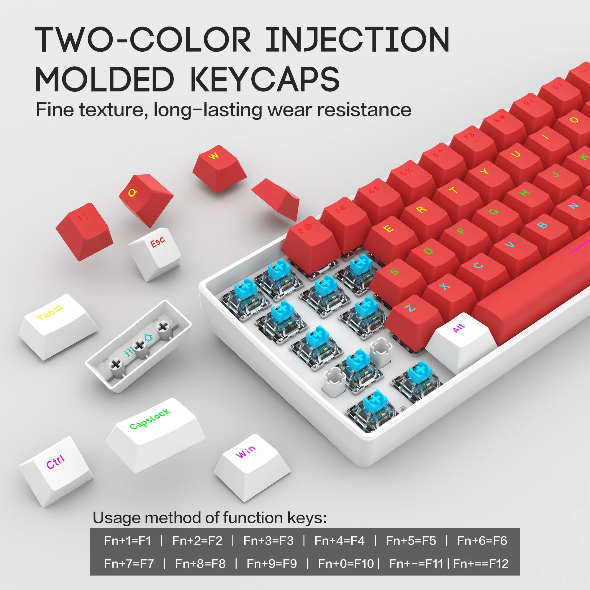 Tastiera meccanica da gioco RGB con design compatto per PC portatile Tastiera da ufficio 61 cablata con ergonomico