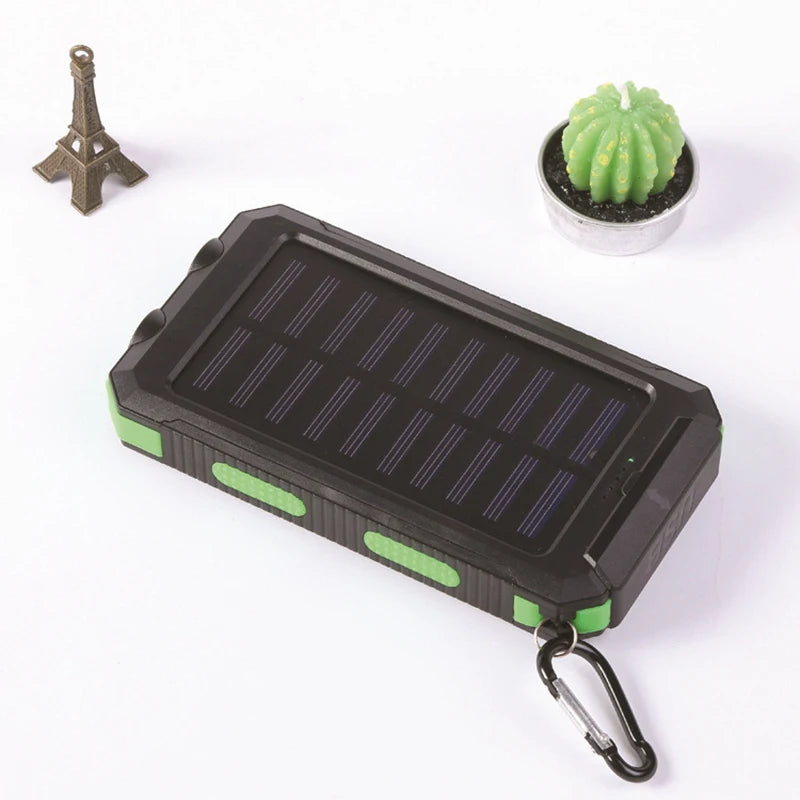 20000mah Waterproof Solar Powerbank Portable Large Capacity Charger Solar Fast Charging Waterproof With Compass For Ios Android