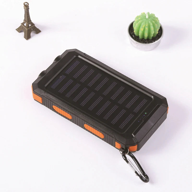 20000mah Waterproof Solar Powerbank Portable Large Capacity Charger Solar Fast Charging Waterproof With Compass For Ios Android